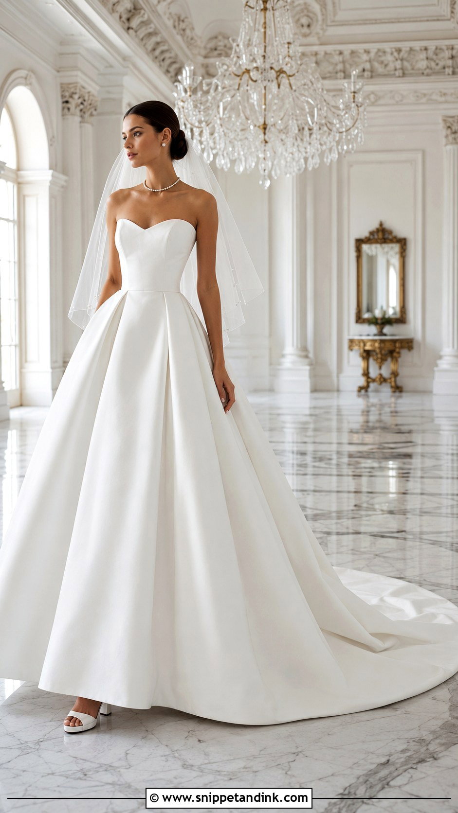 Mikado Ball Gown Court Train Wedding Dress - Snippet and Ink - 20 Court Train Wedding Dress Ideas