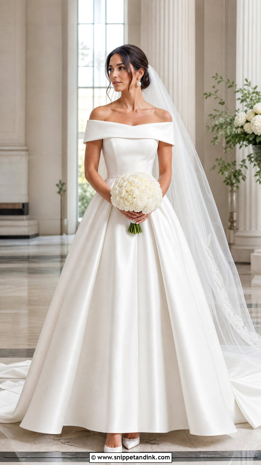 Mikado Ball Gown Off the Shoulder Wedding Dress - Snippet and Ink - 20 Simple Off the Shoulder Wedding Dress Ideas