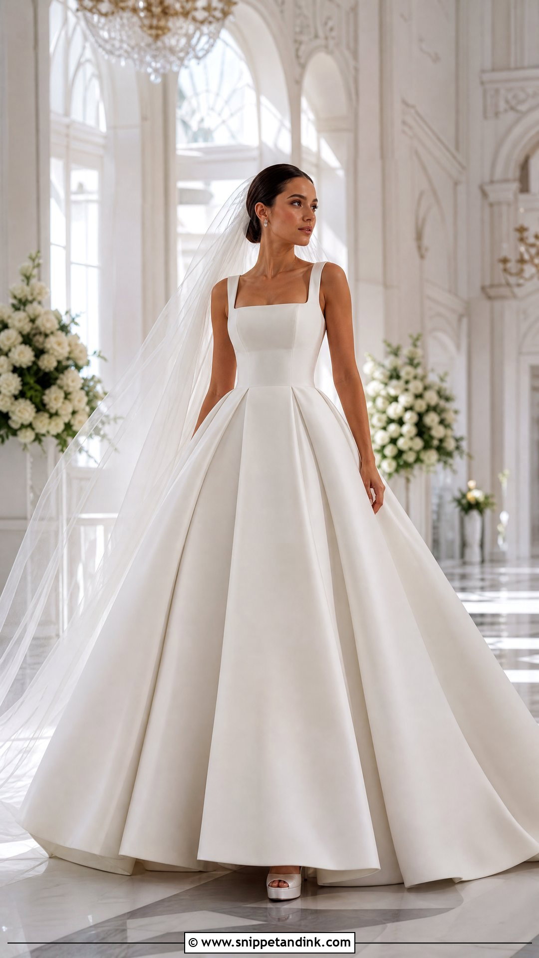 Mikado Ball Gown Thick Strap Wedding Dress - Snippet and Ink - 20 Thick Strap Wedding Dress Ideas