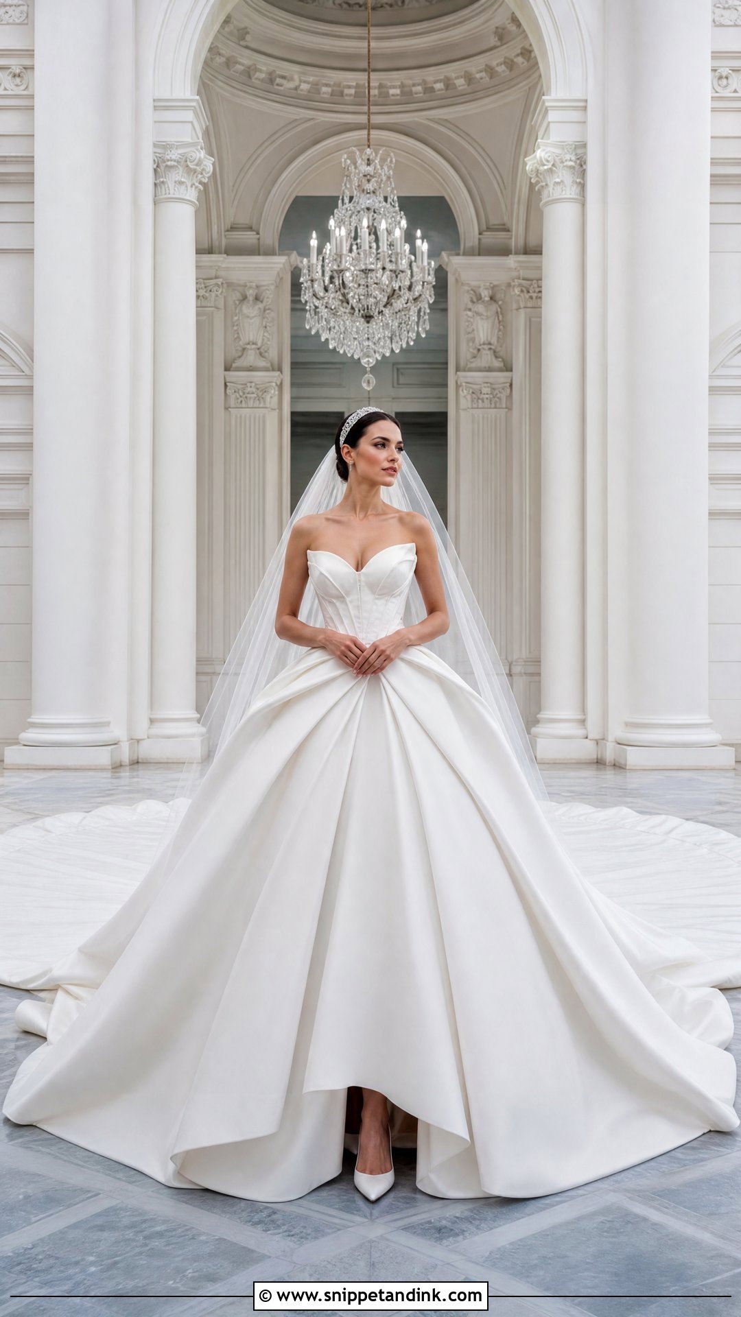 Mikado Ball Gown Wedding Dress With Cathedral Train - Snippet and Ink - 20 Wedding Dress Train Lengths Ideas