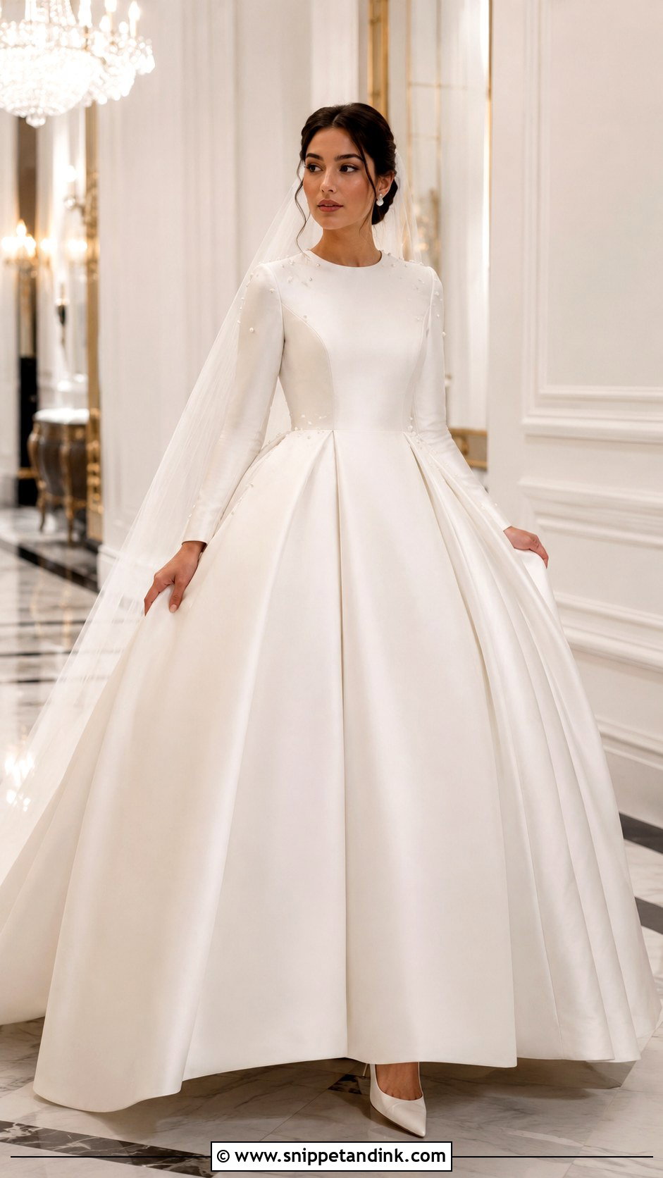 Mikado Ball Gown Wedding Dress With Sleeves - Snippet and Ink - 25 Ball Gown Wedding Dress with Sleeves