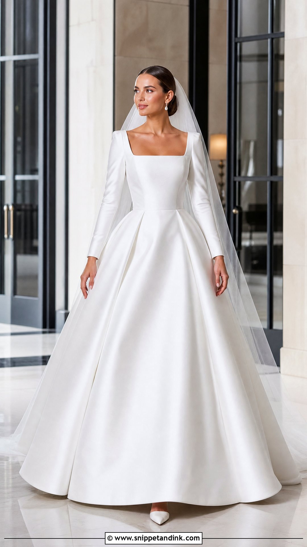 Mikado Ballgown Wedding Dress With Sleeves - Snippet and Ink - 25 Ballgown Wedding Dress with Sleeves