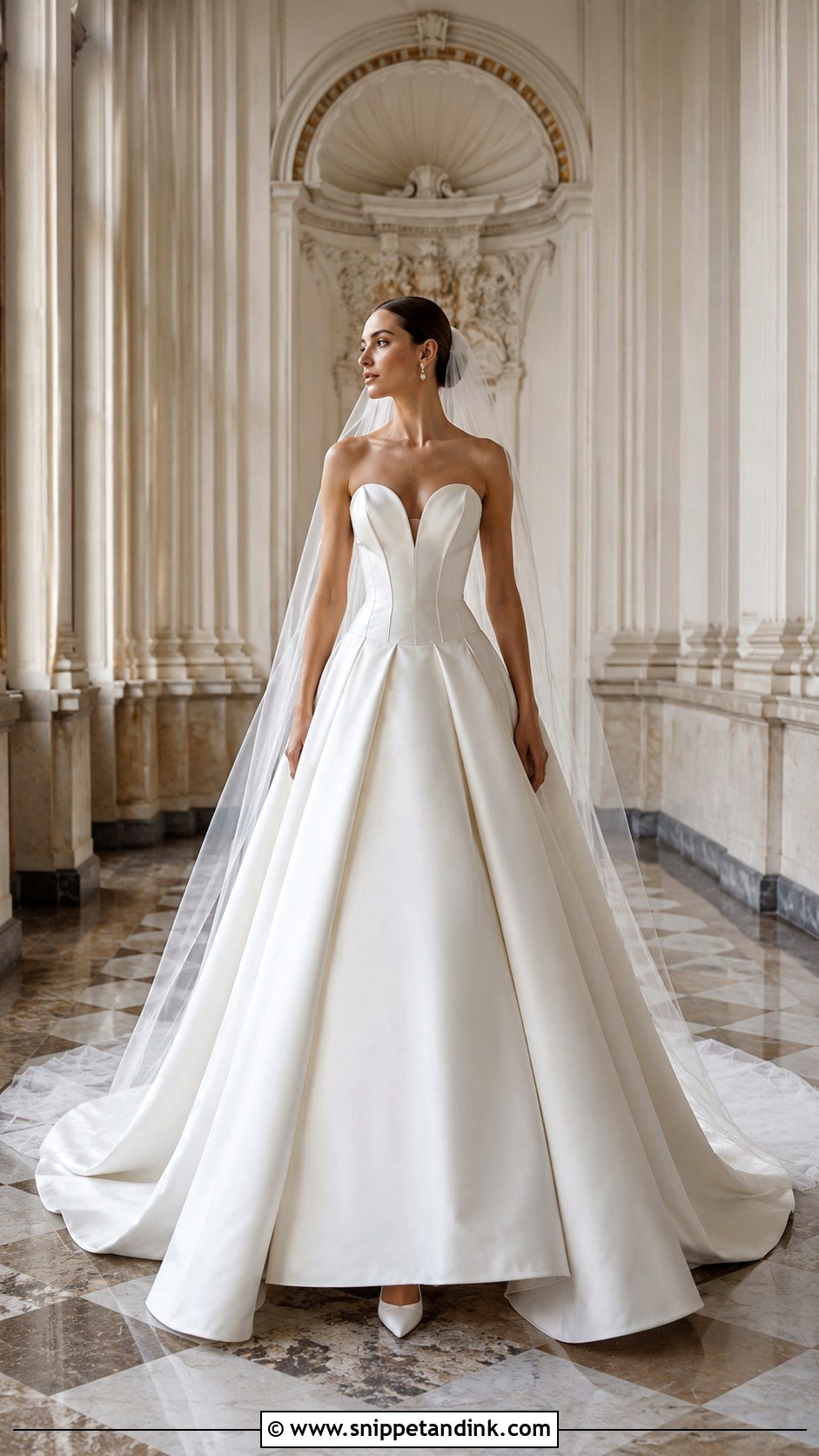 Mikado Basque Waist Royal Train Dress - Snippet and Ink - 20 Bridal Train Dresses
