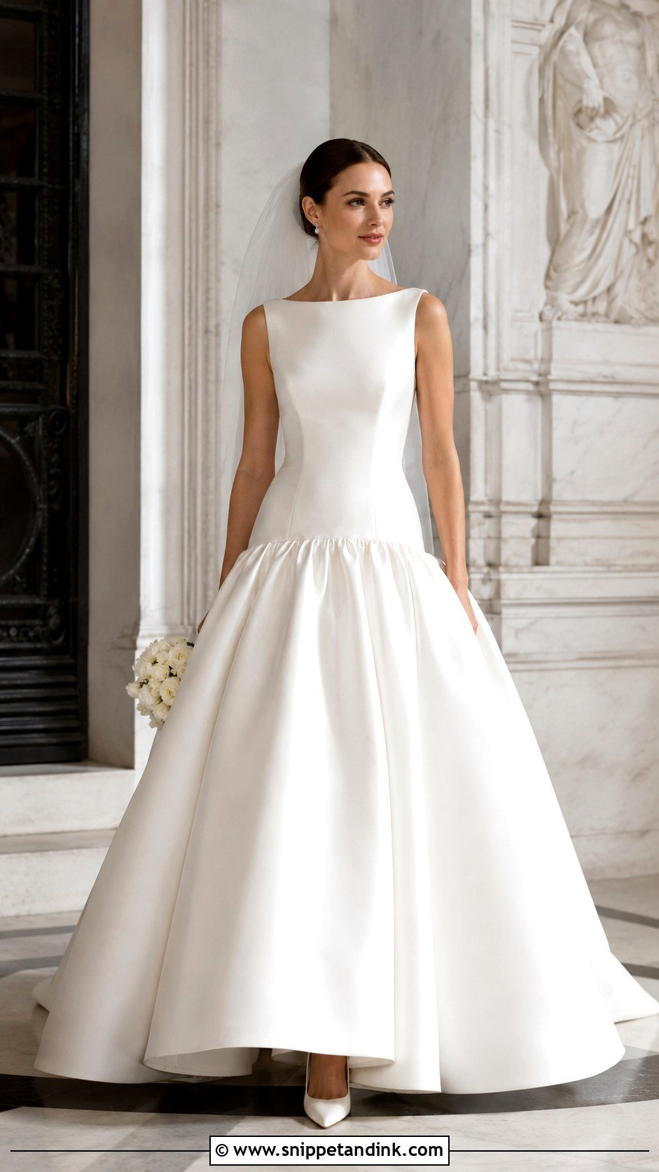 Mikado Drop Waist Ball Gown Wedding Dress - Snippet and Ink - 25 Drop Waist Wedding Dress Ball Gown Ideas