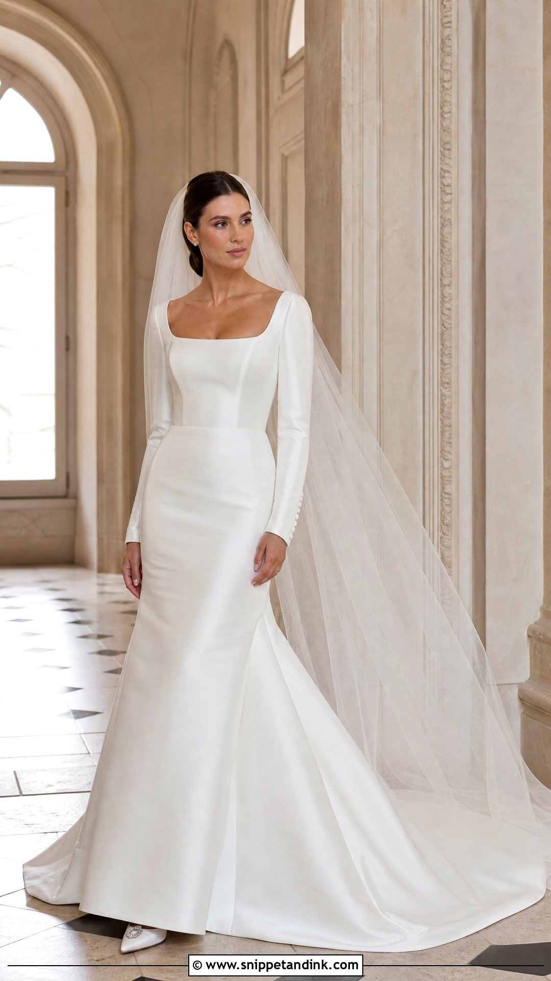 Mikado Fitted Wedding Dress With Sleeves - Snippet and Ink - 20 Tight Wedding Dress with Sleeves