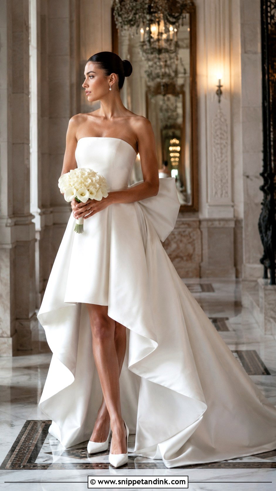 Mikado High Low Wedding Dress With Bow Detail - Snippet and Ink - 25 High Low Wedding Dress Ideas