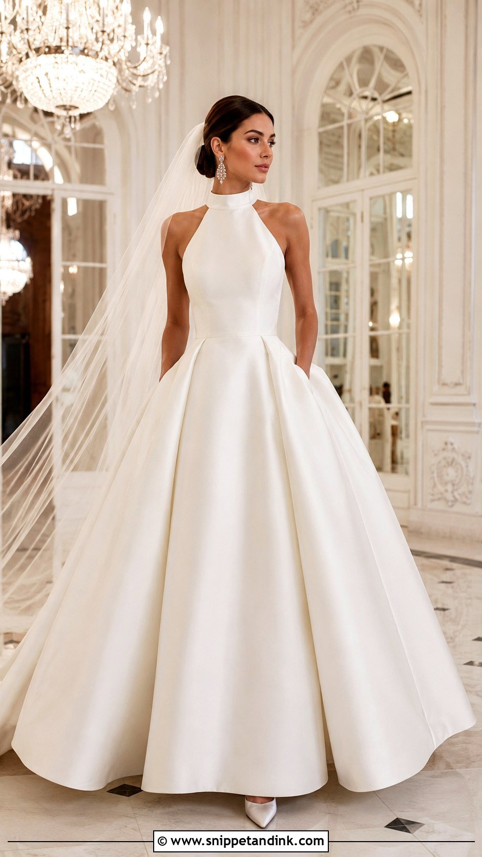 Mikado High Neck Halter Ball Gown Wedding Dress - Snippet and Ink - 20 High Neck Halter Wedding Dress Ideas