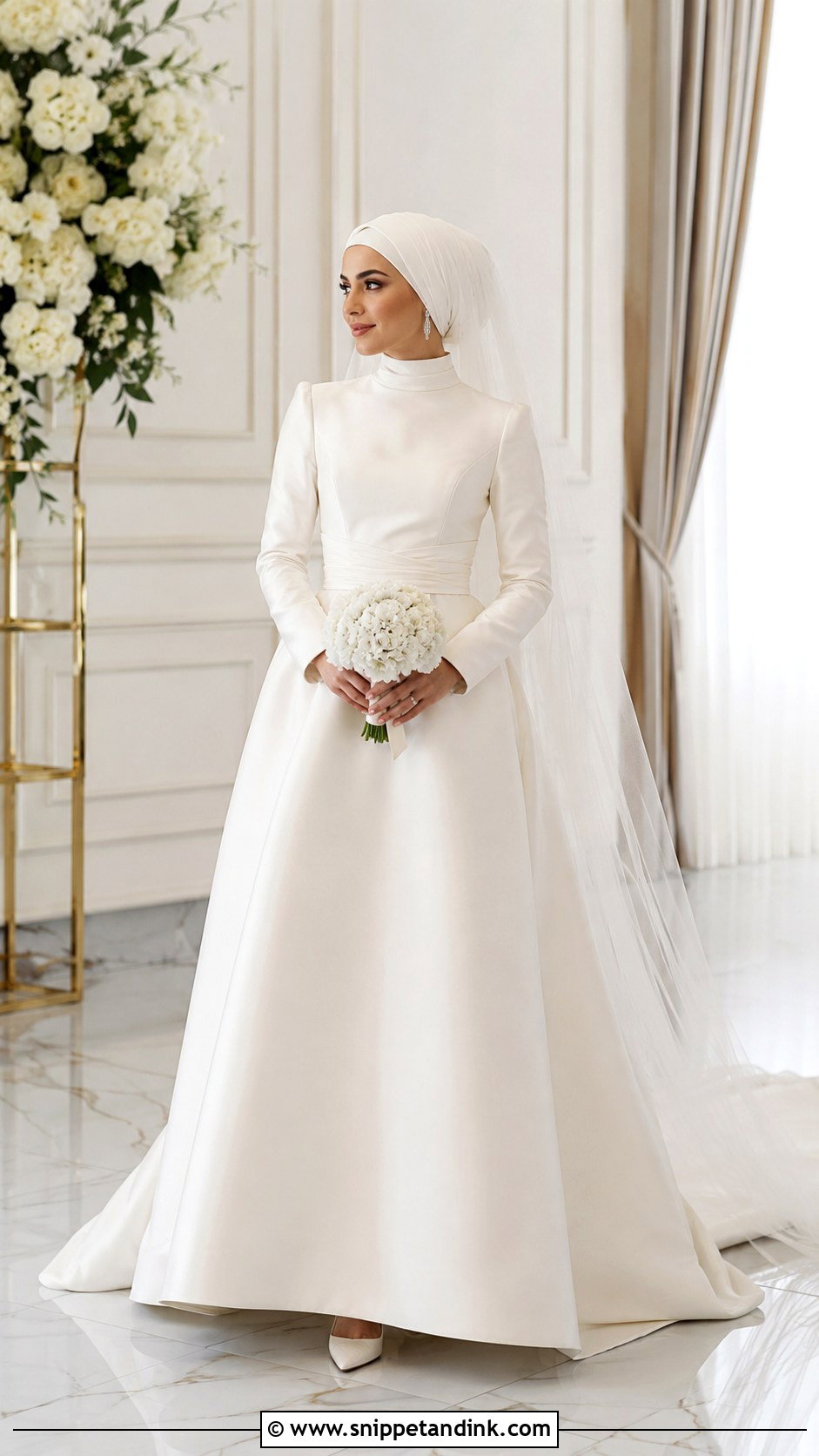 Mikado High Neck Hijab Wedding Dress - Snippet and Ink - 20 Muslim Wedding Dress Hijab Bride Simple Ideas