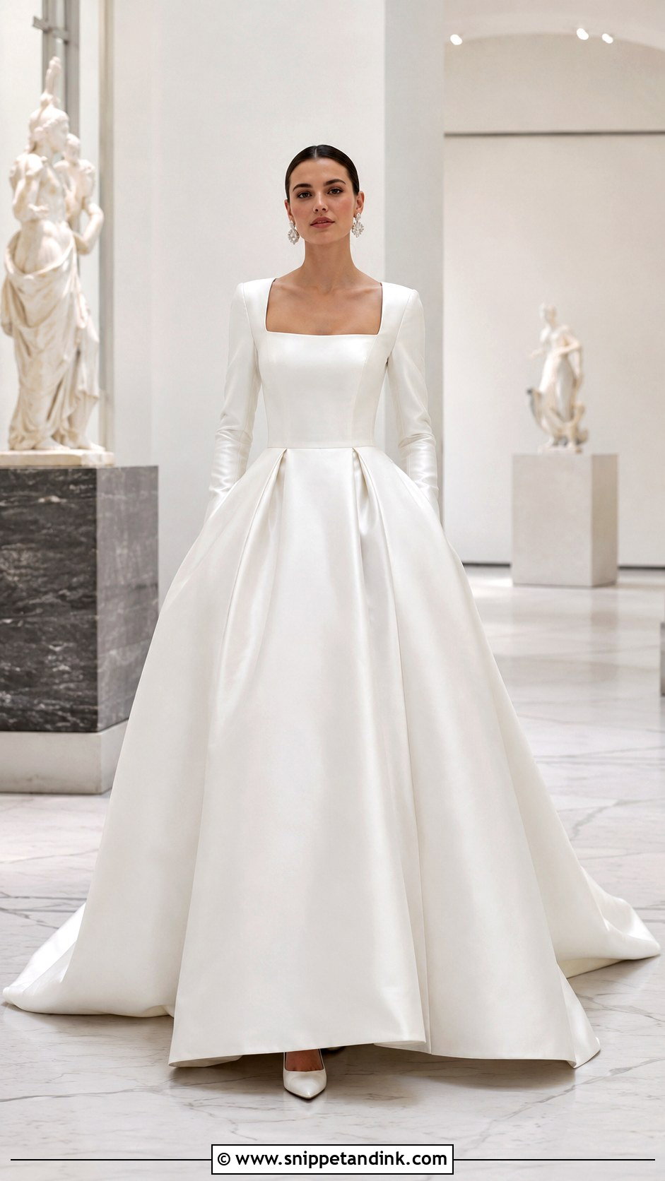 Mikado Long Sleeve Ball Gown Wedding Dress - Snippet and Ink - 25 Long Sleeve Ball Gown Wedding Dress Ideas