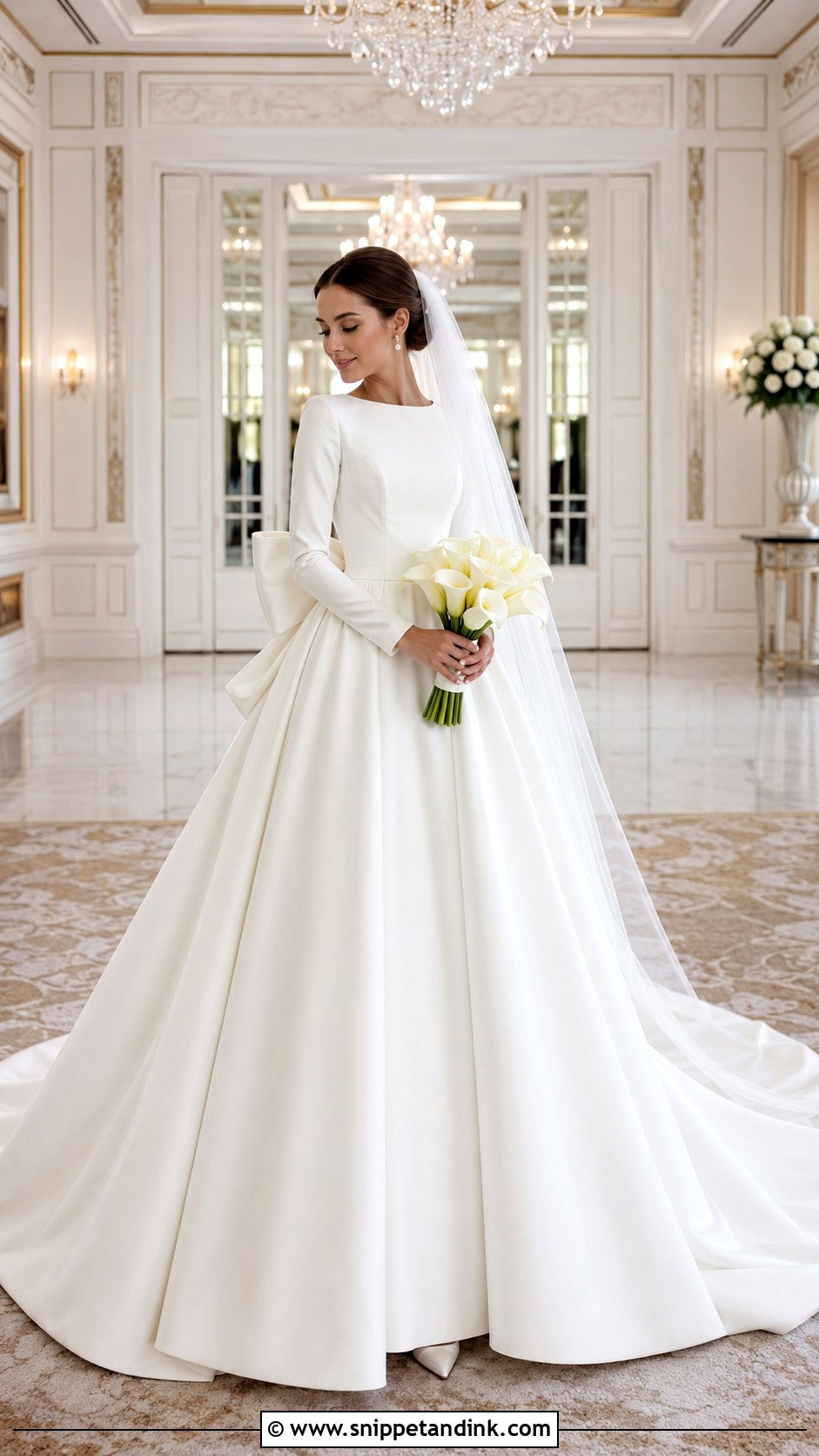 Mikado Long Sleeve Wedding Dress - Snippet and Ink - 20 Fairytale Wedding Dress Long Sleeve Ideas