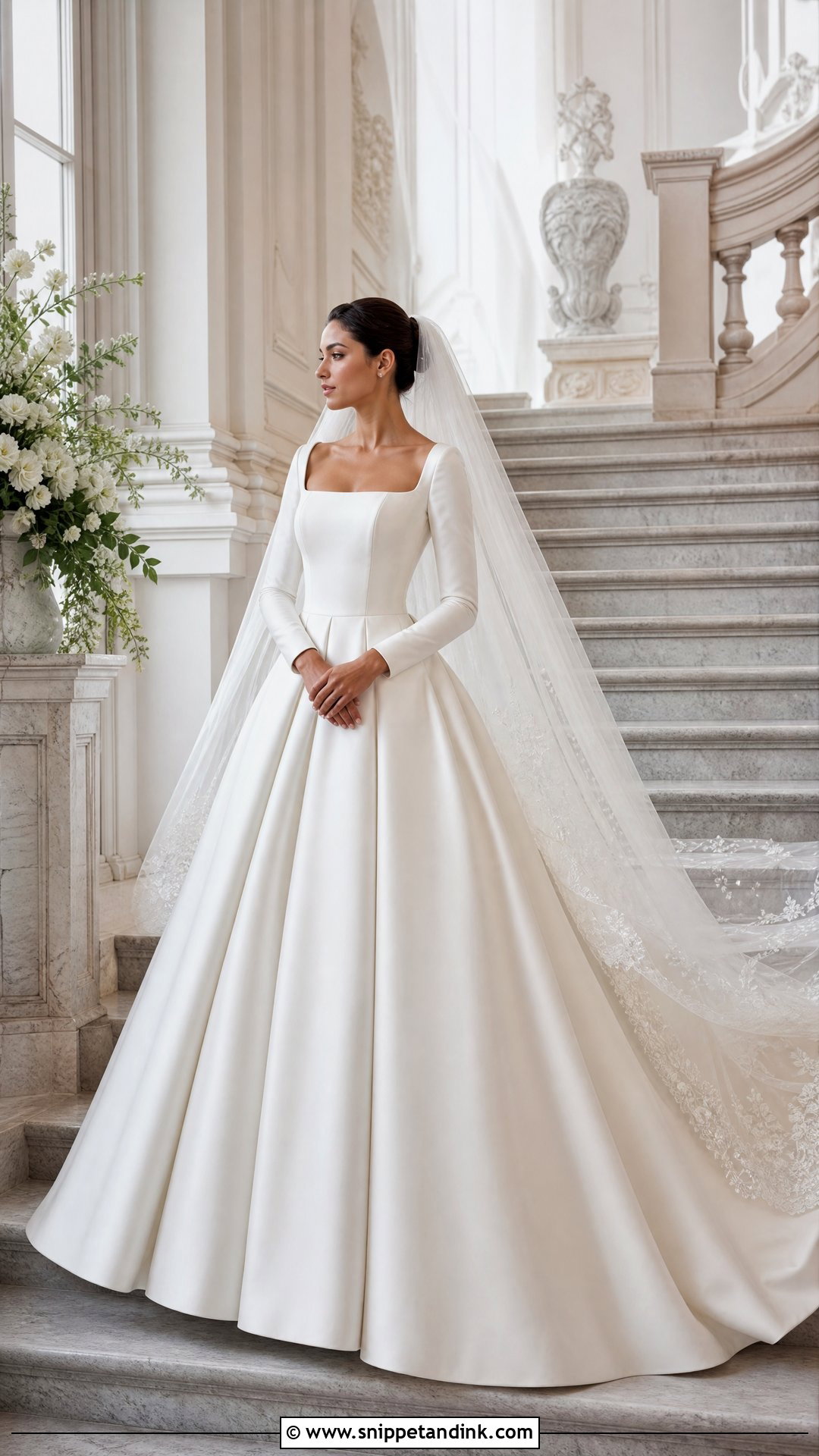 Mikado Princess Long Sleeve Wedding Dress - Snippet and Ink - 20 Timeless Wedding Dress Long Sleeve Ideas
