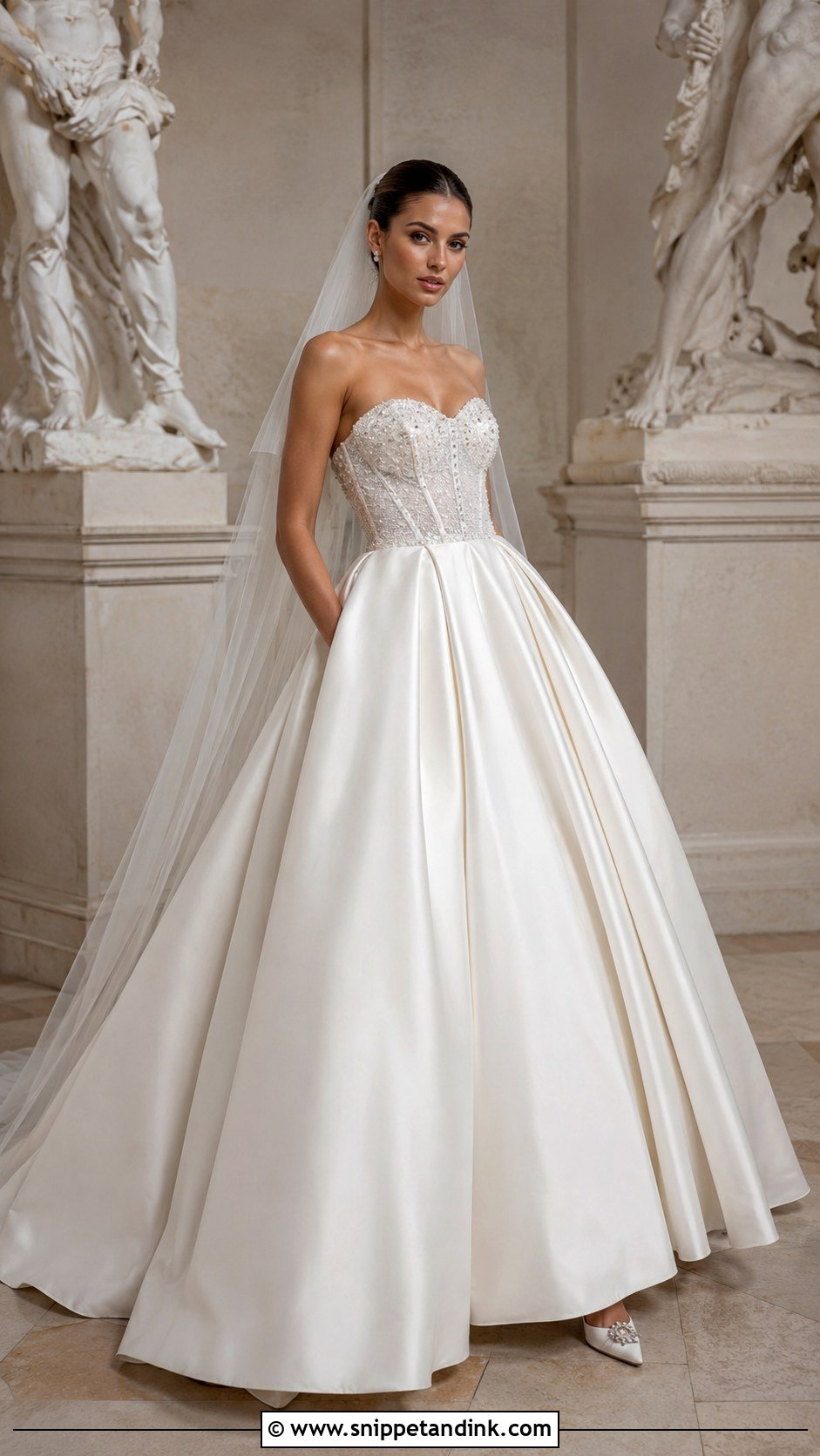 Mikado Sparkly Bodice Ballgown Wedding Dress - Snippet and Ink - 20 Ballgown Wedding Dress Sparkly Ideas