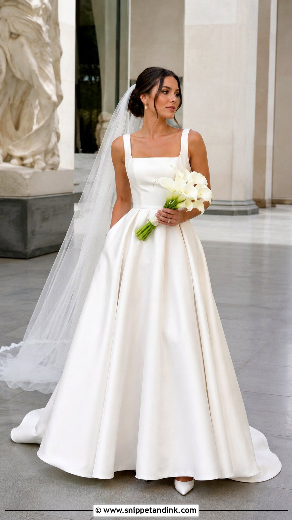 Mikado Square Neck A Line Wedding Dress With Pockets - Snippet and Ink - 20 Square Neck a Line Wedding Dress Ideas