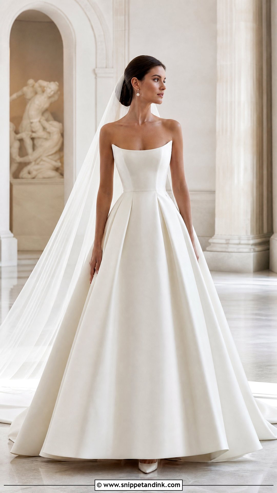 Mikado Strapless Basque Waist Wedding Dress - Snippet and Ink - 20 Strapless Basque Waist Wedding Dress Ideas
