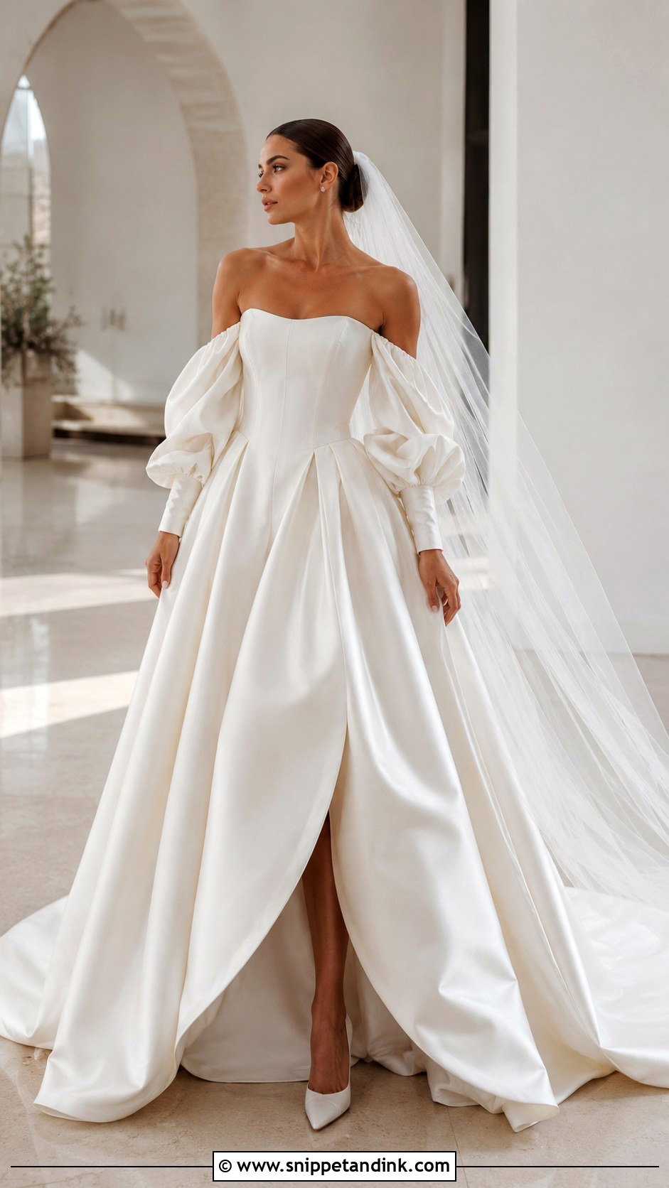Mikado Wedding Dress With Detachable Statement Sleeves - Snippet and Ink - 20 Wedding Dress with Detachable Sleeves