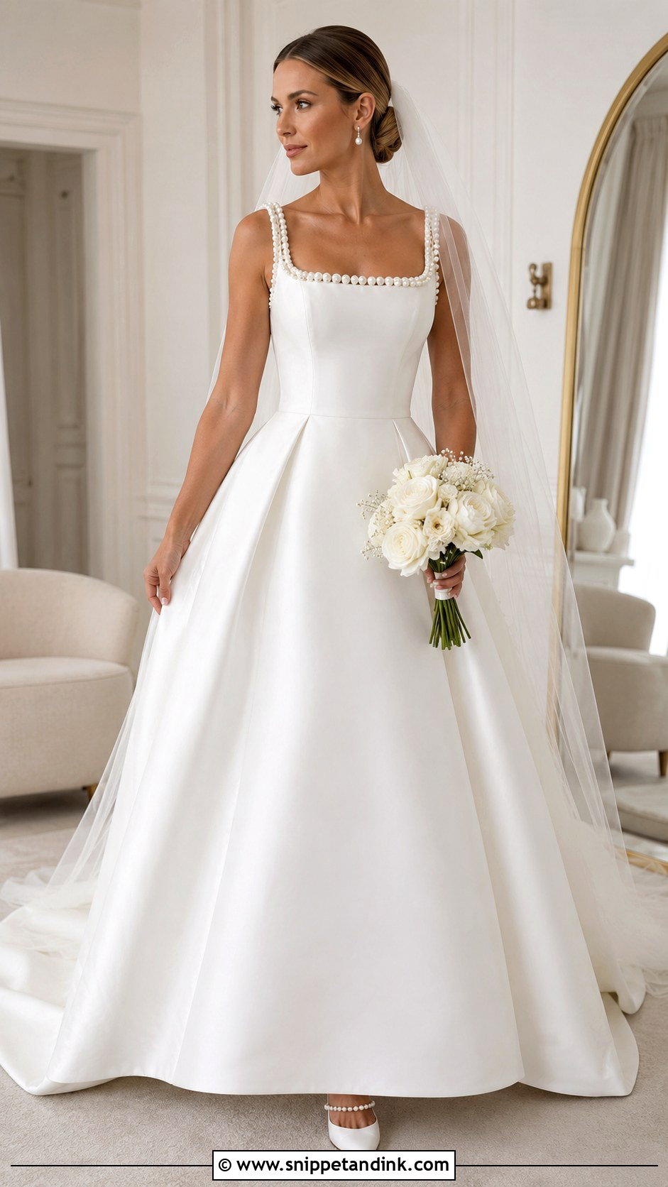 Mikado Wedding Dress With Pearl Details - Snippet and Ink - 25 Mikado Wedding Dress Ideas