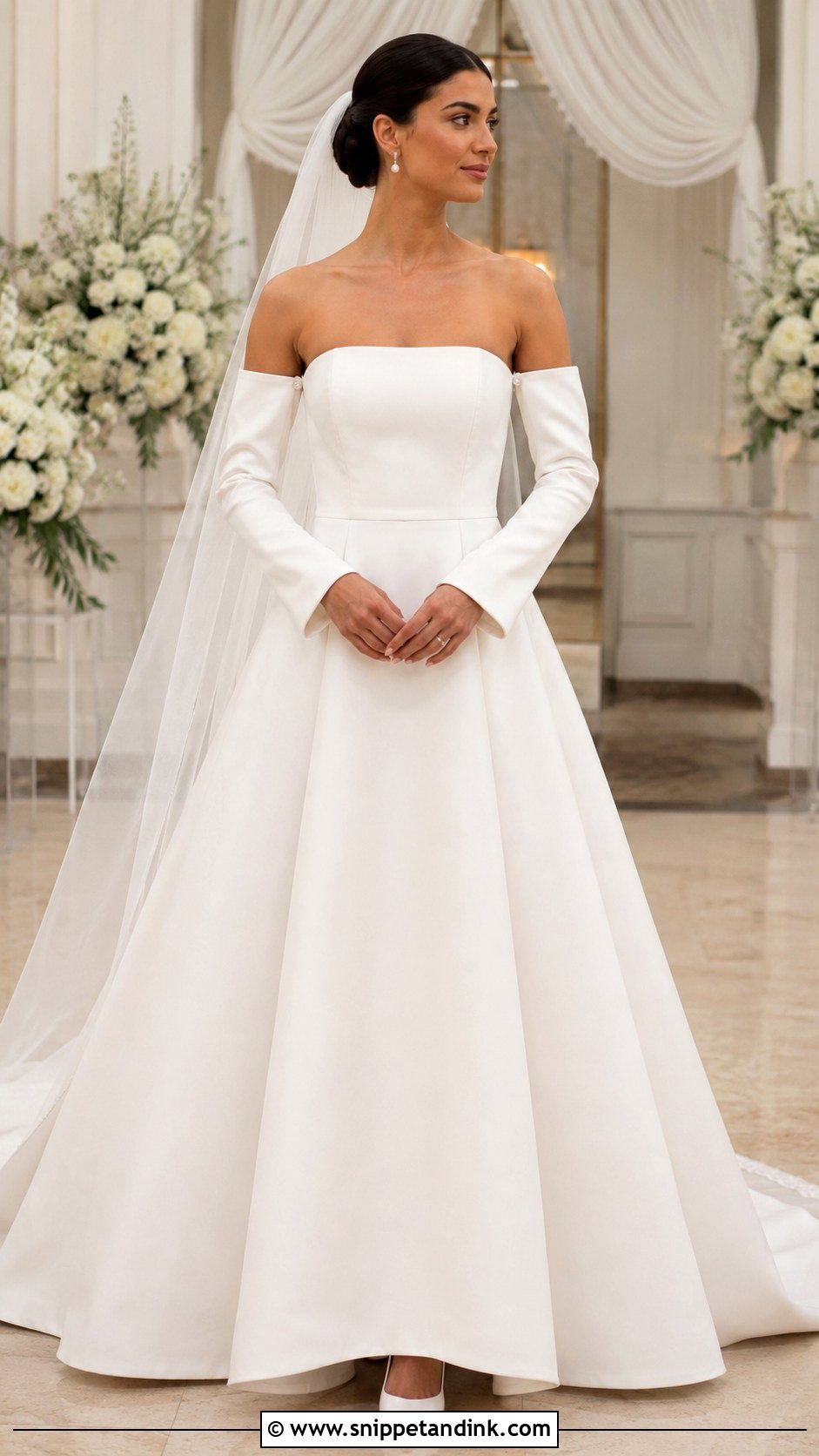 Mikado Wedding Gown With Detachable Sleeves - Snippet and Ink - 20 Mikado Wedding Gown Ideas