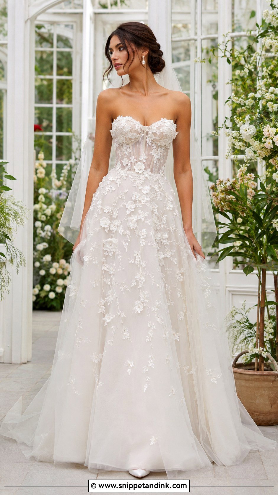 Milla Nova Floral Applique Wedding Dress - Snippet and Ink - 20 Millanova Wedding Dress Ideas