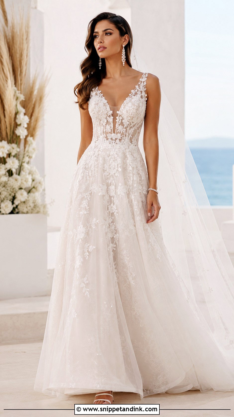 Milla Nova Plunging V Neck Wedding Dress - Snippet and Ink - 20 Mila Nova Wedding Dress Ideas