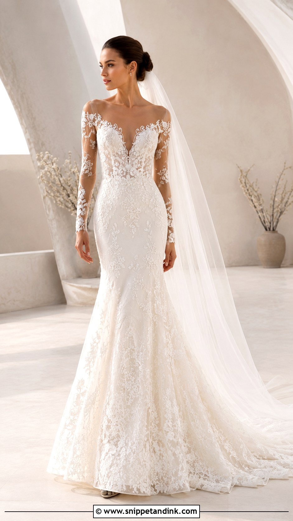 Milla Nova Plunging V Neck Wedding Dress - Snippet and Ink - 20 Millanova Wedding Dress Ideas