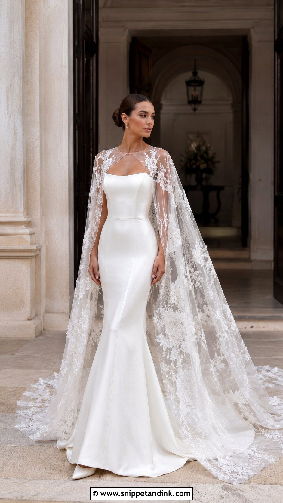 Milla Nova Wedding Dress With Bridal Cape - Snippet and Ink - 20 Millanova Wedding Dress Ideas