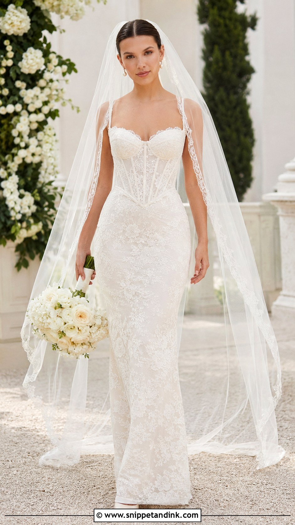 Millie Bobby Brown Basque Waist Lace Wedding Gown - Snippet and Ink - 20 Milly Bobby Brown Wedding Gown Ideas