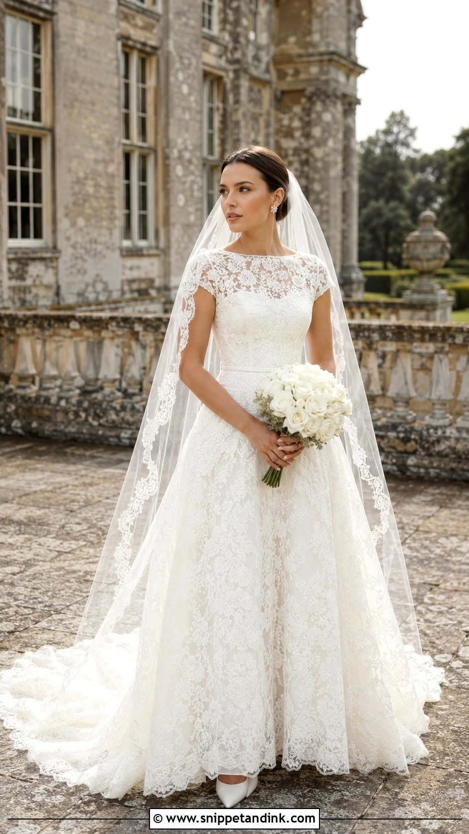 Millie Bobby Brown Cap Sleeve Vintage Lace Gown - Snippet and Ink - 20 Milly Bobby Brown Wedding Gown Ideas