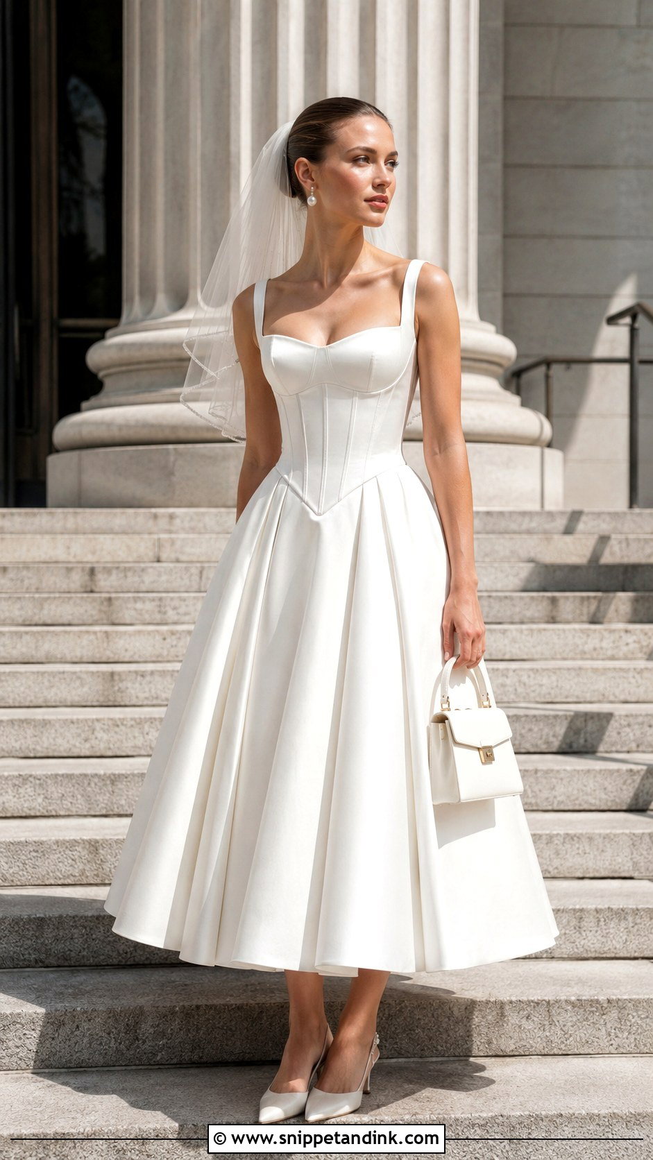 Millie Bobby Brown Courthouse Corset Midi Dress - Snippet and Ink - 20 Milly Bobby Brown Wedding Gown Ideas