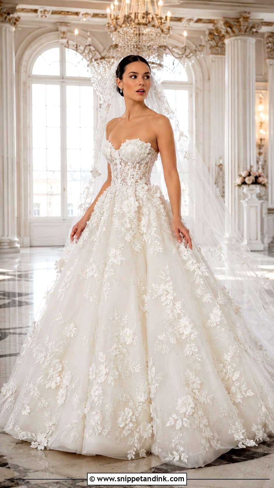Millie Bobby Brown Floral Lace Ball Gown - Snippet and Ink - 20 Milly Bobby Brown Wedding Gown Ideas