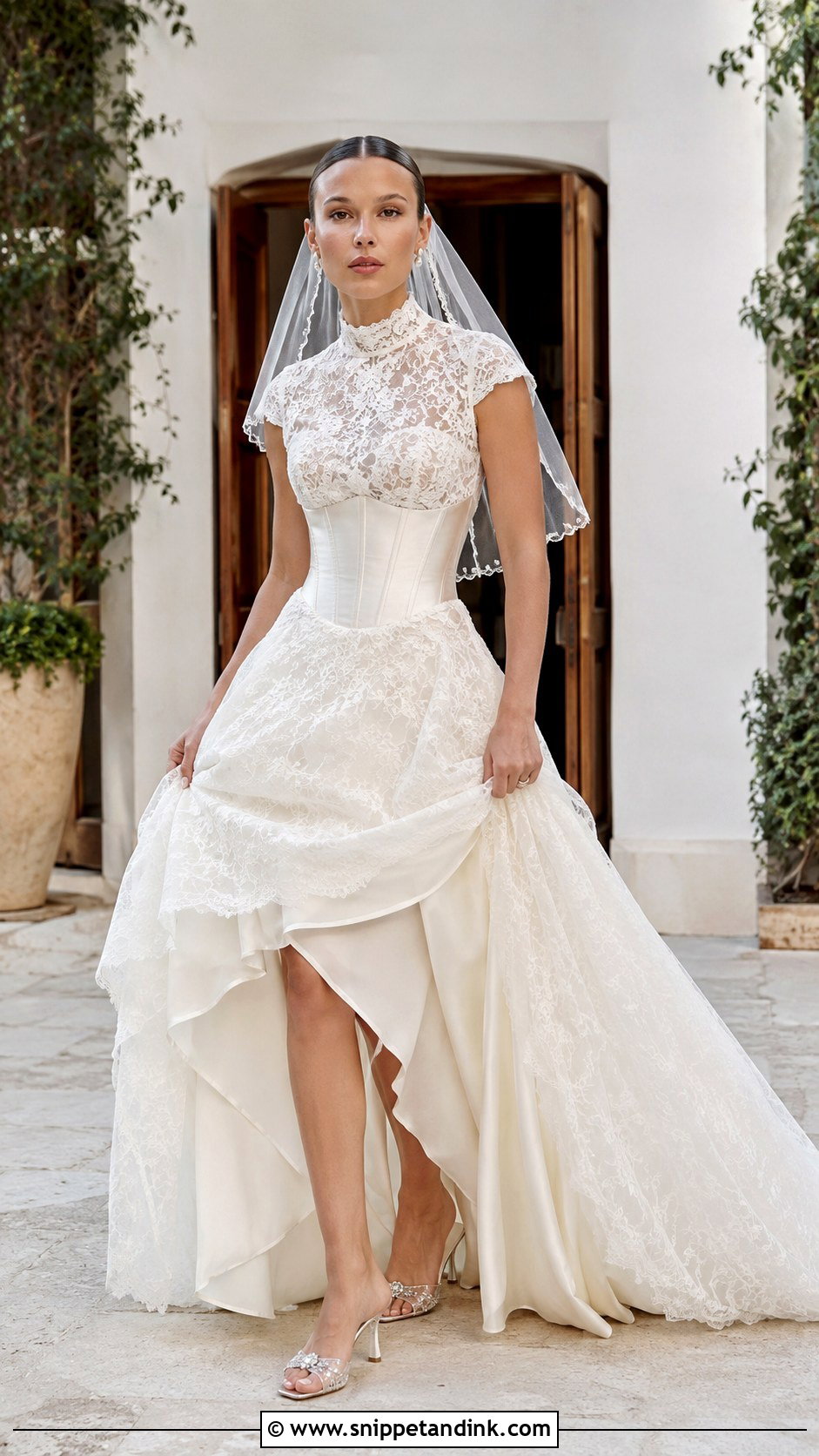 Millie Bobby Brown High Neck Lace Wedding Gown - Snippet and Ink - 20 Milly Bobby Brown Wedding Gown Ideas