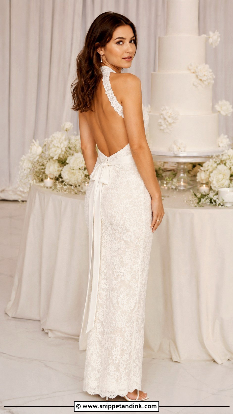 Millie Bobby Brown Lace Halter Reception Gown - Snippet and Ink - 20 Milly Bobby Brown Wedding Gown Ideas