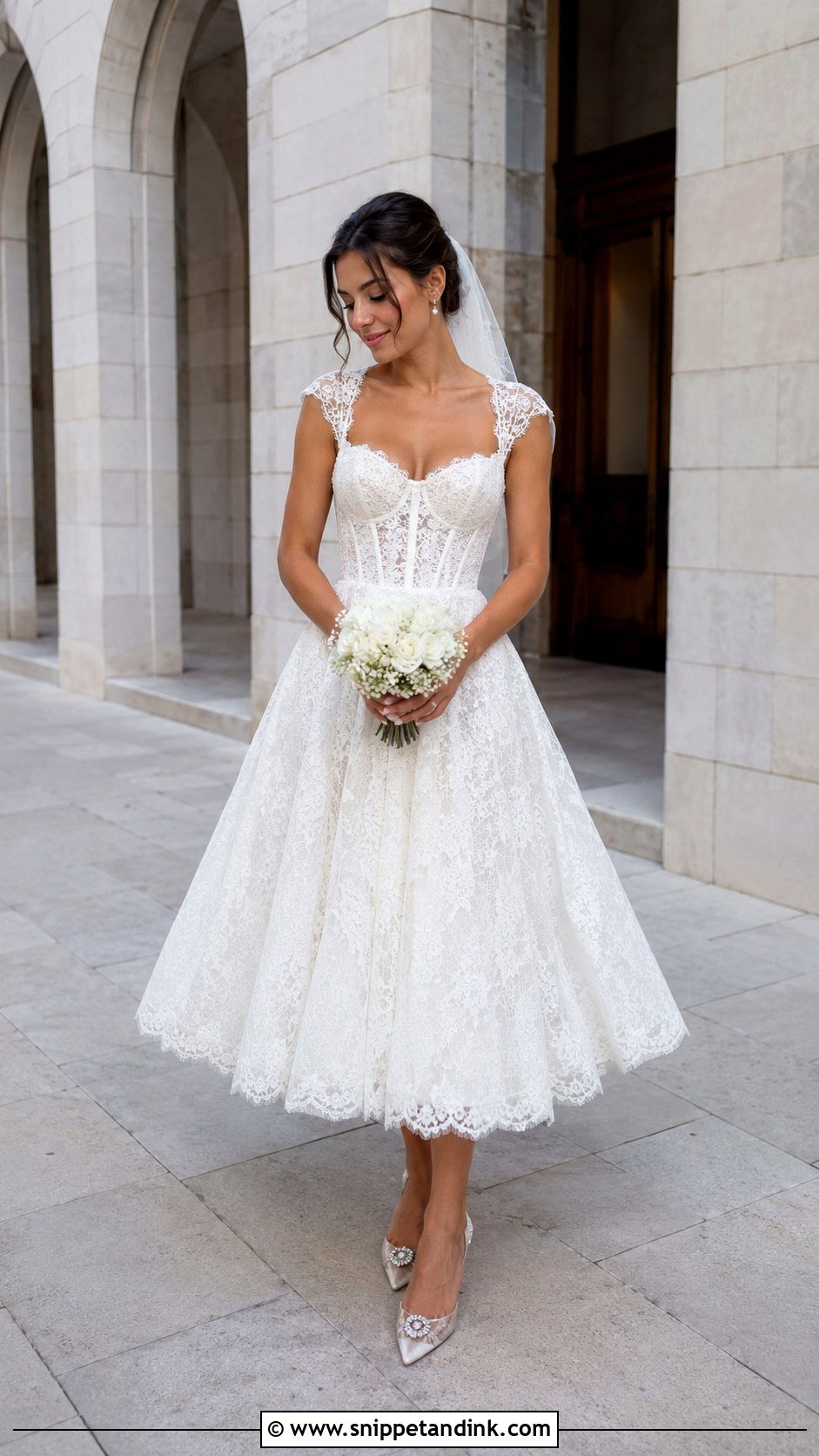 Millie Bobby Brown Lace Tea Length Wedding Gown - Snippet and Ink - 20 Milly Bobby Brown Wedding Gown Ideas