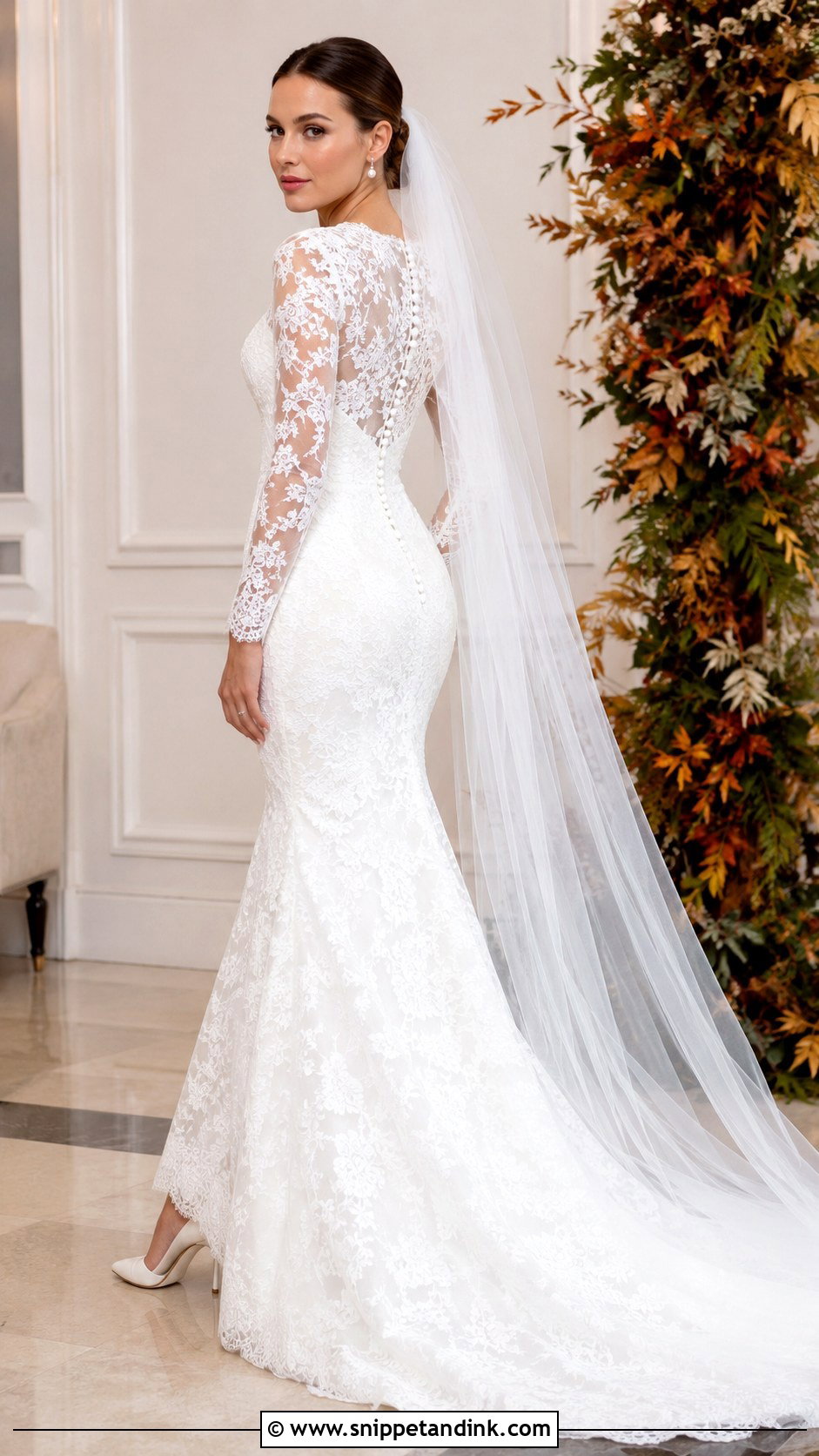 Millie Bobby Brown Long Sleeve Lace Mermaid Gown - Snippet and Ink - 20 Milly Bobby Brown Wedding Gown Ideas