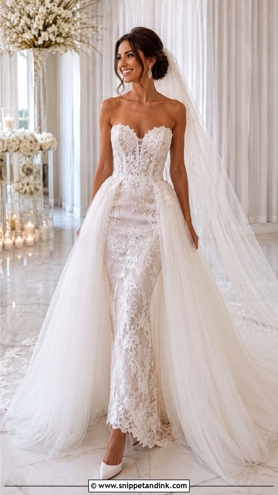 Millie Bobby Brown Removable Overskirt Wedding Dress - Snippet and Ink - 30 Millie Bobby Brown Wedding Dress Ideas