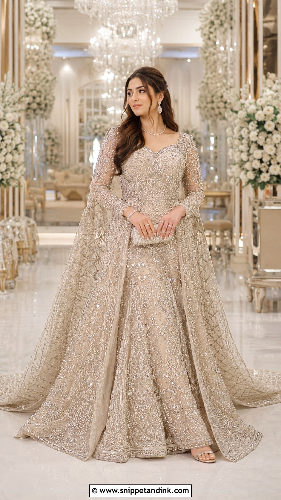Minal Khan Champagne Walima Gown - Snippet and Ink - 20 Minal Khan Wedding Dress Ideas