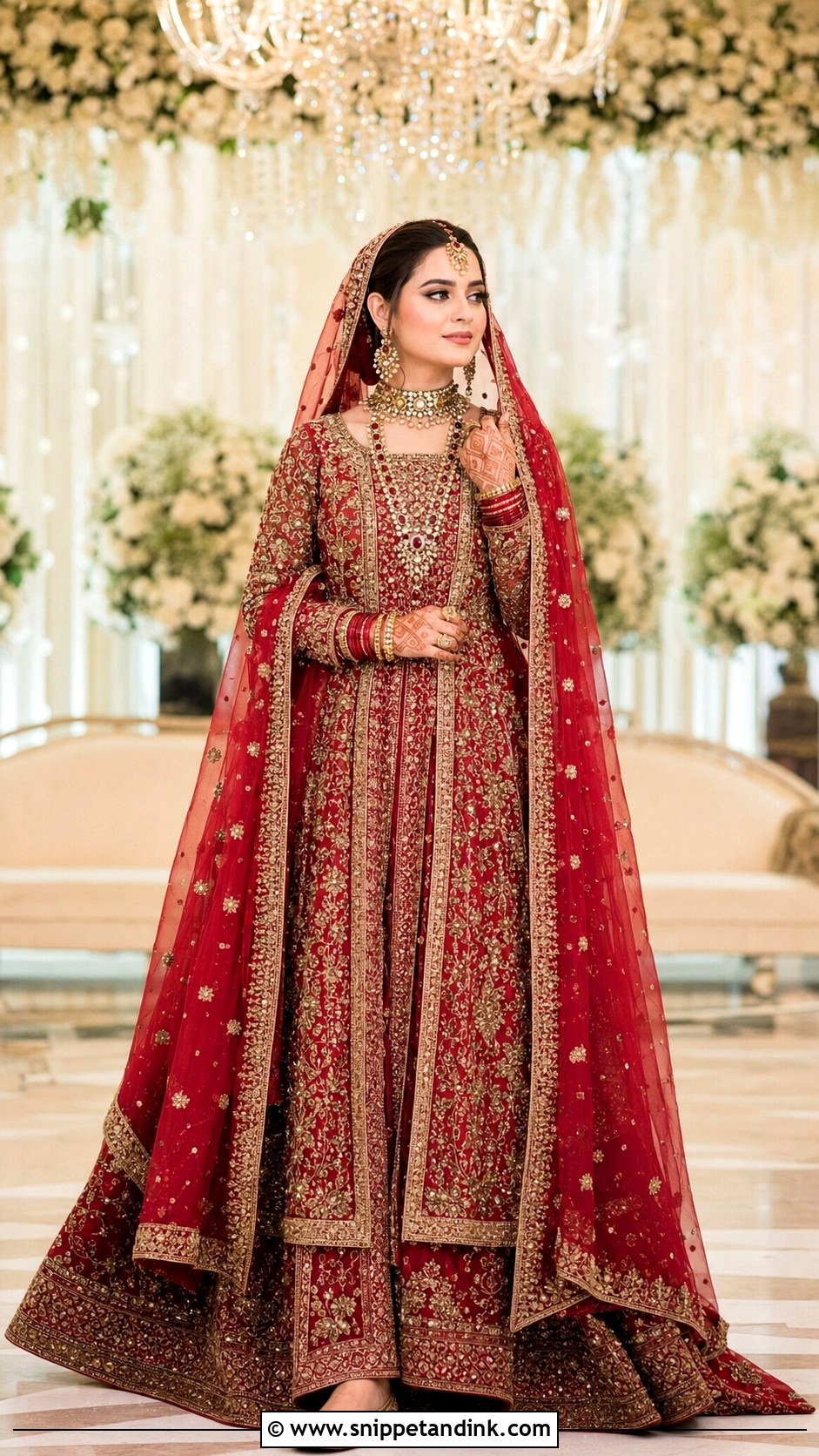 Minal Khan Cranberry Red Bridal Pishwas - Snippet and Ink - 20 Minal Khan Wedding Dress Ideas