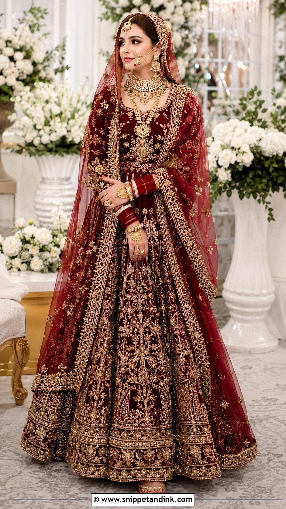 Minal Khan Deep Red Velvet Bridal Lehenga - Snippet and Ink - 20 Minal Khan Wedding Dress Ideas