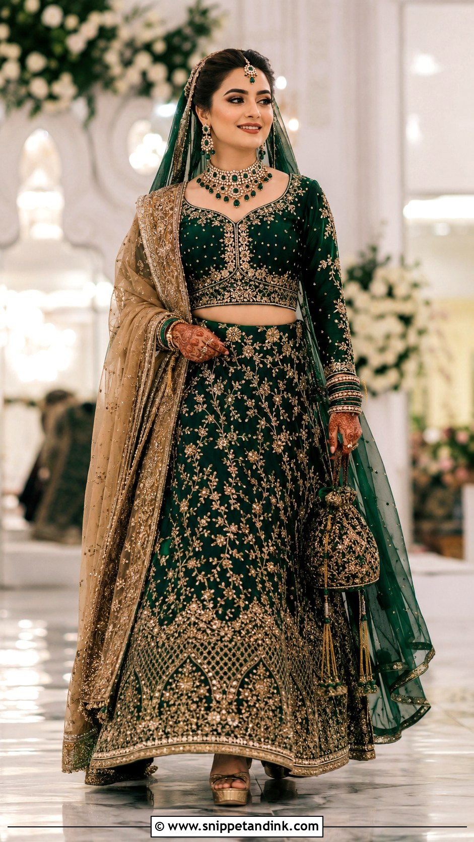 Minal Khan Emerald Green Reception Lehenga - Snippet and Ink - 20 Minal Khan Wedding Dress Ideas