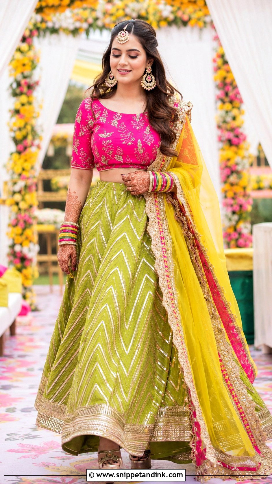 Minal Khan Green Pink Mehndi Lehenga - Snippet and Ink - 20 Minal Khan Wedding Dress Ideas