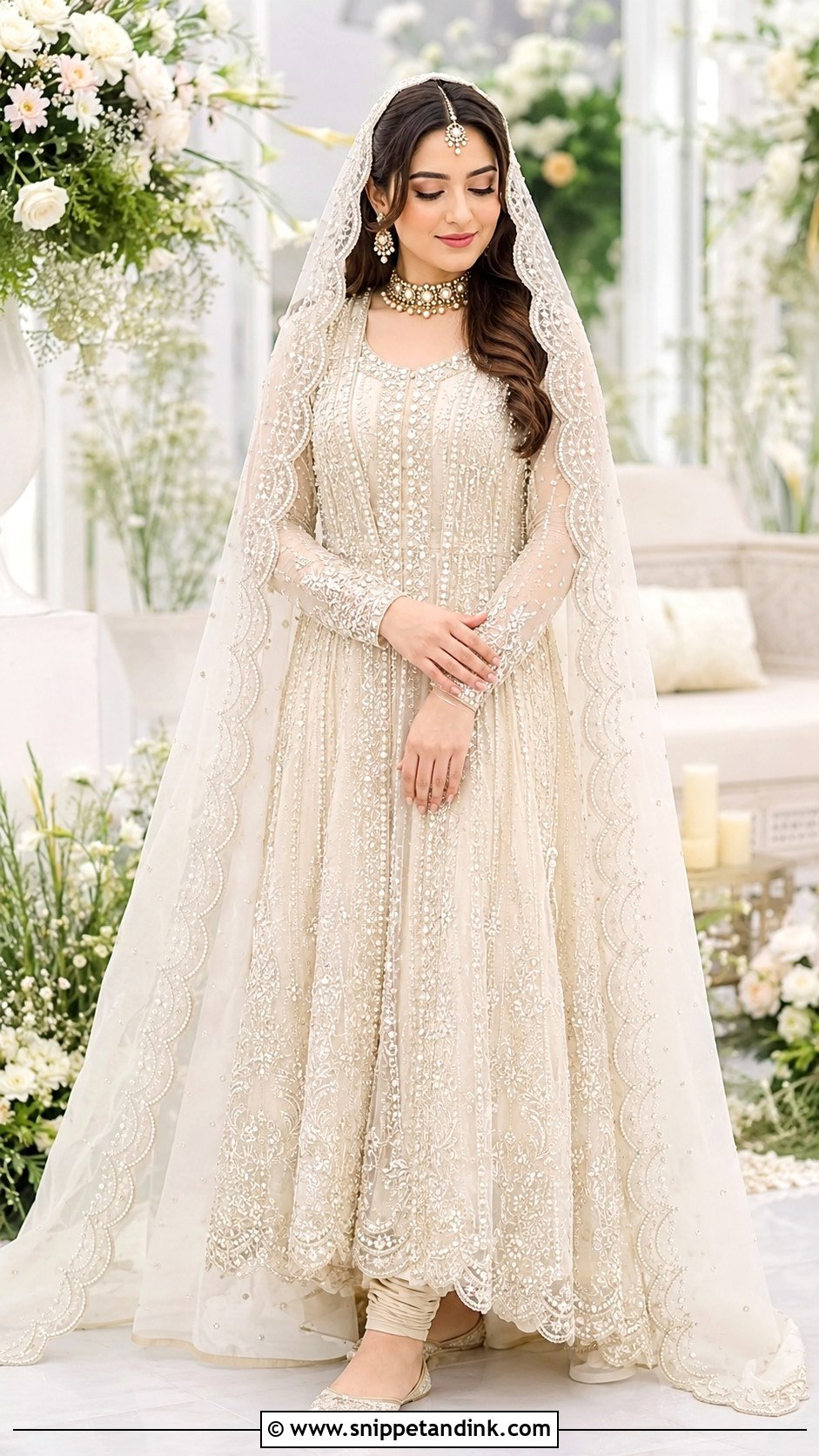 Minal Khan Ivory Nikah Pishwas - Snippet and Ink - 20 Minal Khan Wedding Dress Ideas