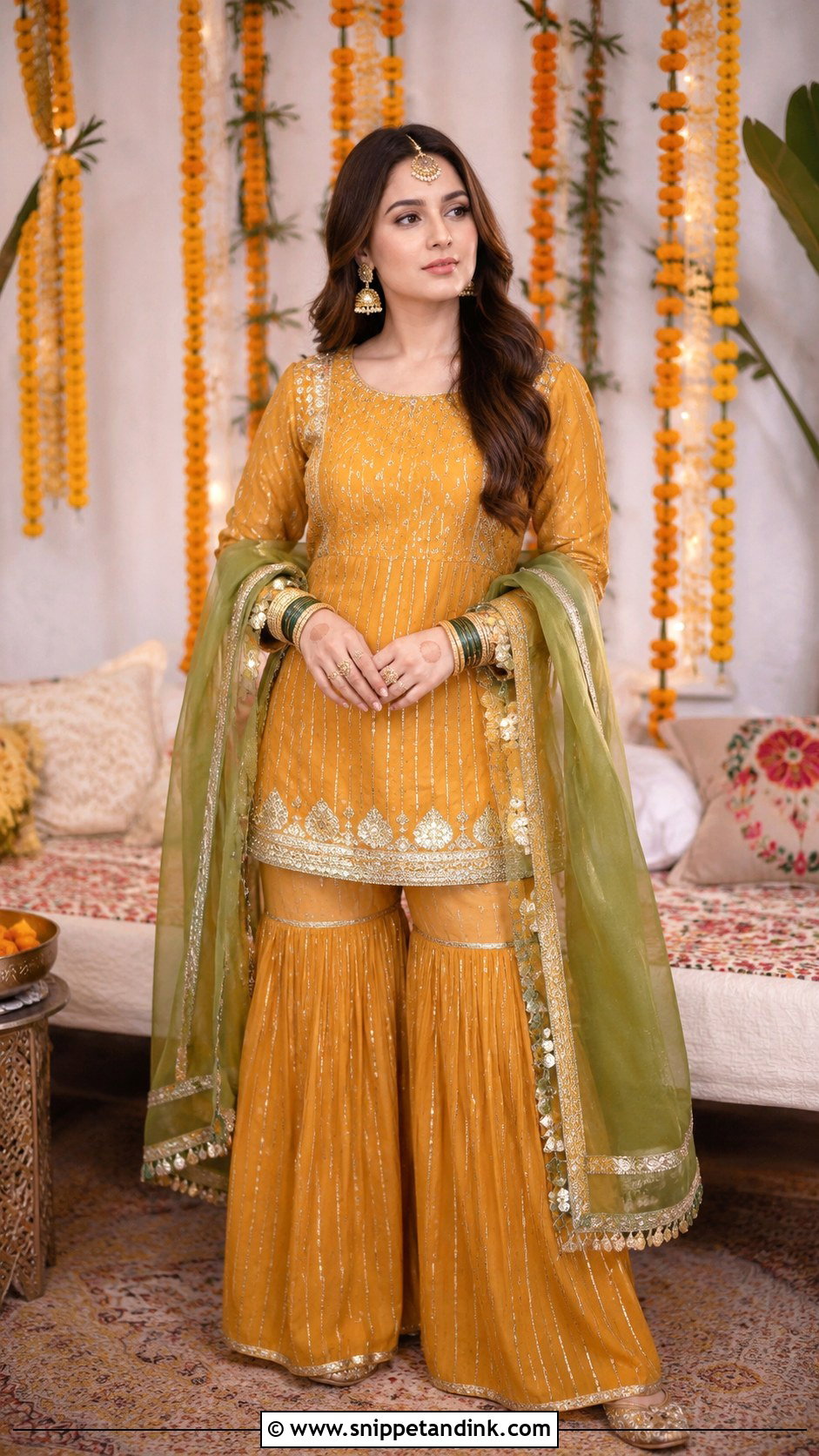 Minal Khan Mustard Gharara Outfit - Snippet and Ink - 20 Minal Khan Wedding Dress Ideas