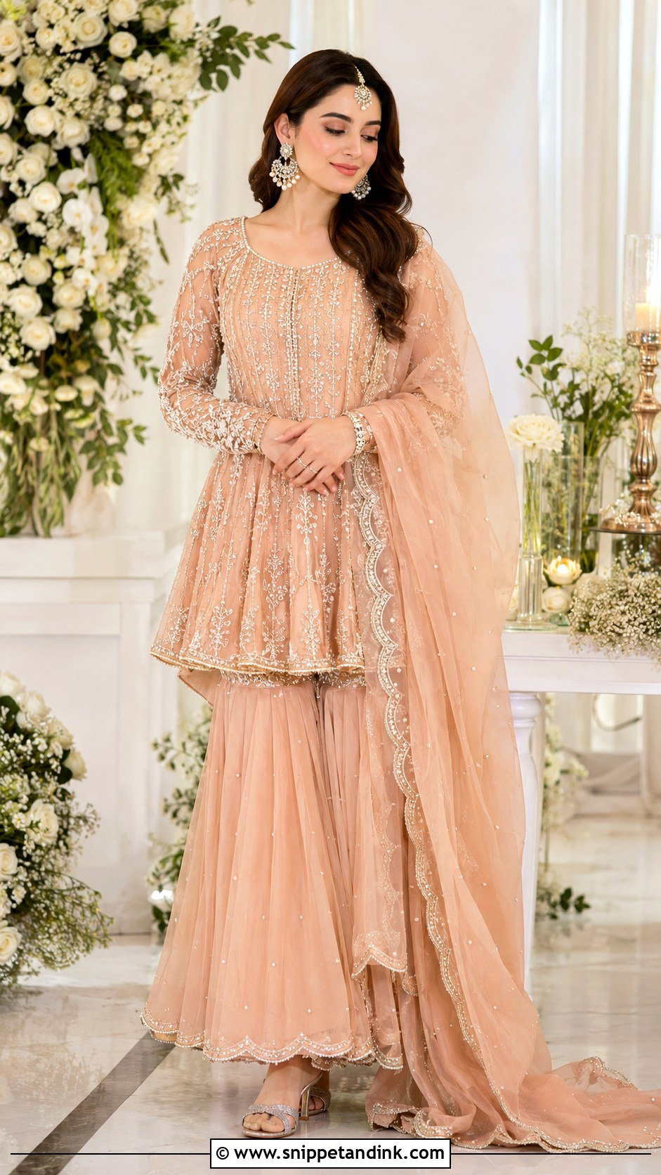 Minal Khan Peach Organza Bridal Sharara - Snippet and Ink - 20 Minal Khan Wedding Dress Ideas