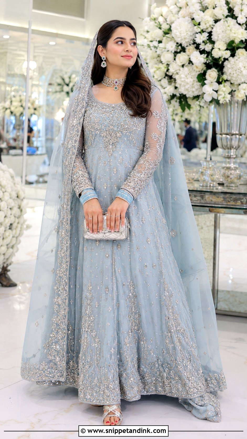 Minal Khan Powder Blue Walima Maxi - Snippet and Ink - 20 Minal Khan Wedding Dress Ideas