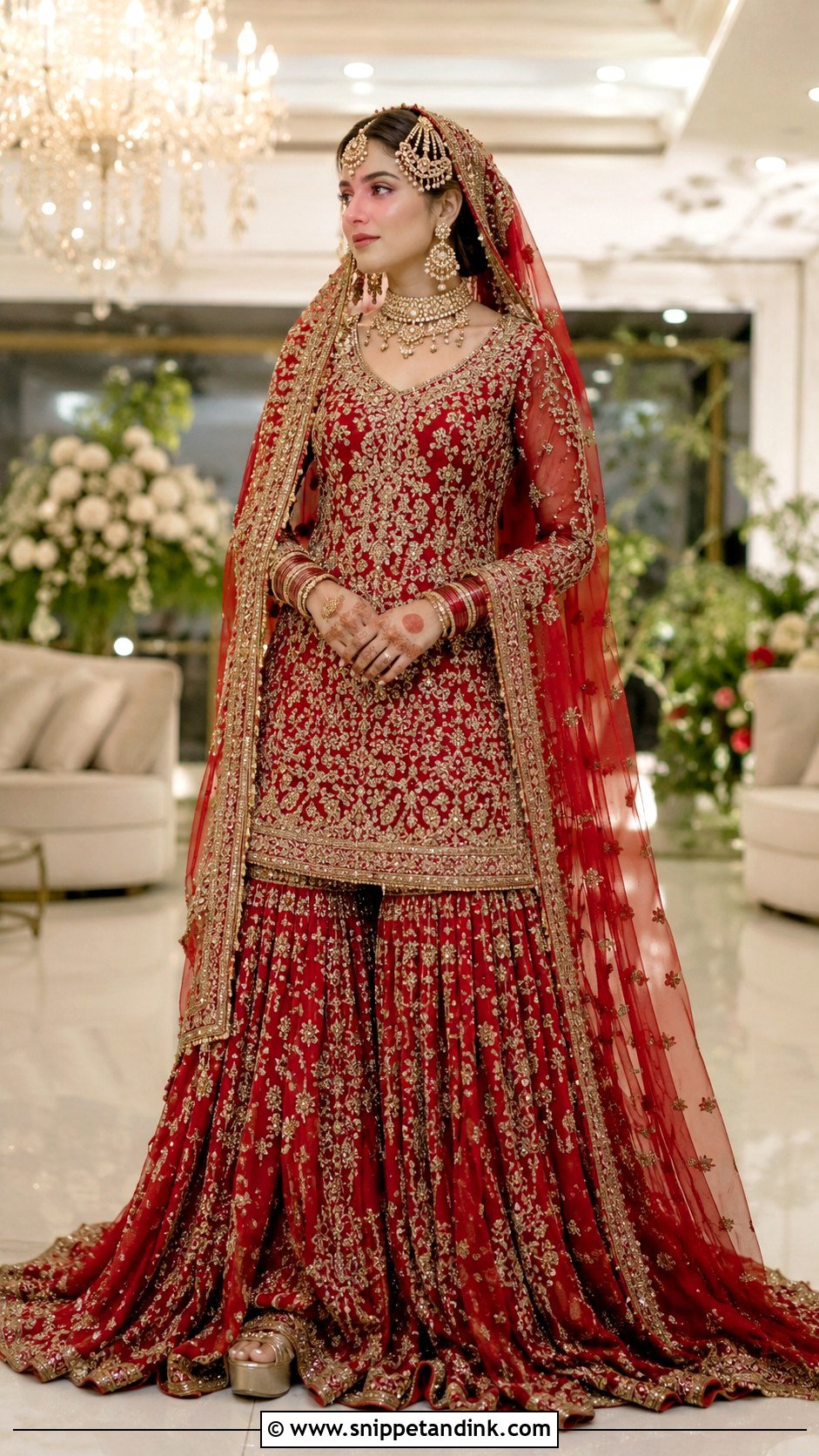 Minal Khan Red Farshi Sharara Outfit - Snippet and Ink - 20 Minal Khan Wedding Dress Ideas