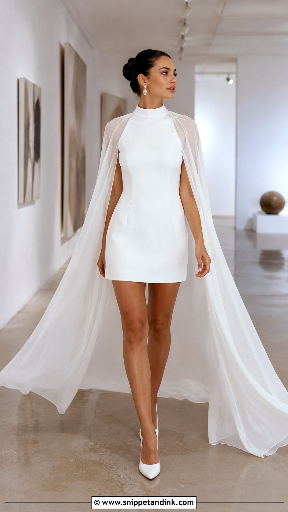 Mini Convertible Wedding Dress With Removable Cape Train - Snippet and Ink - 20 Convertible Wedding Dress Long to Short Ideas