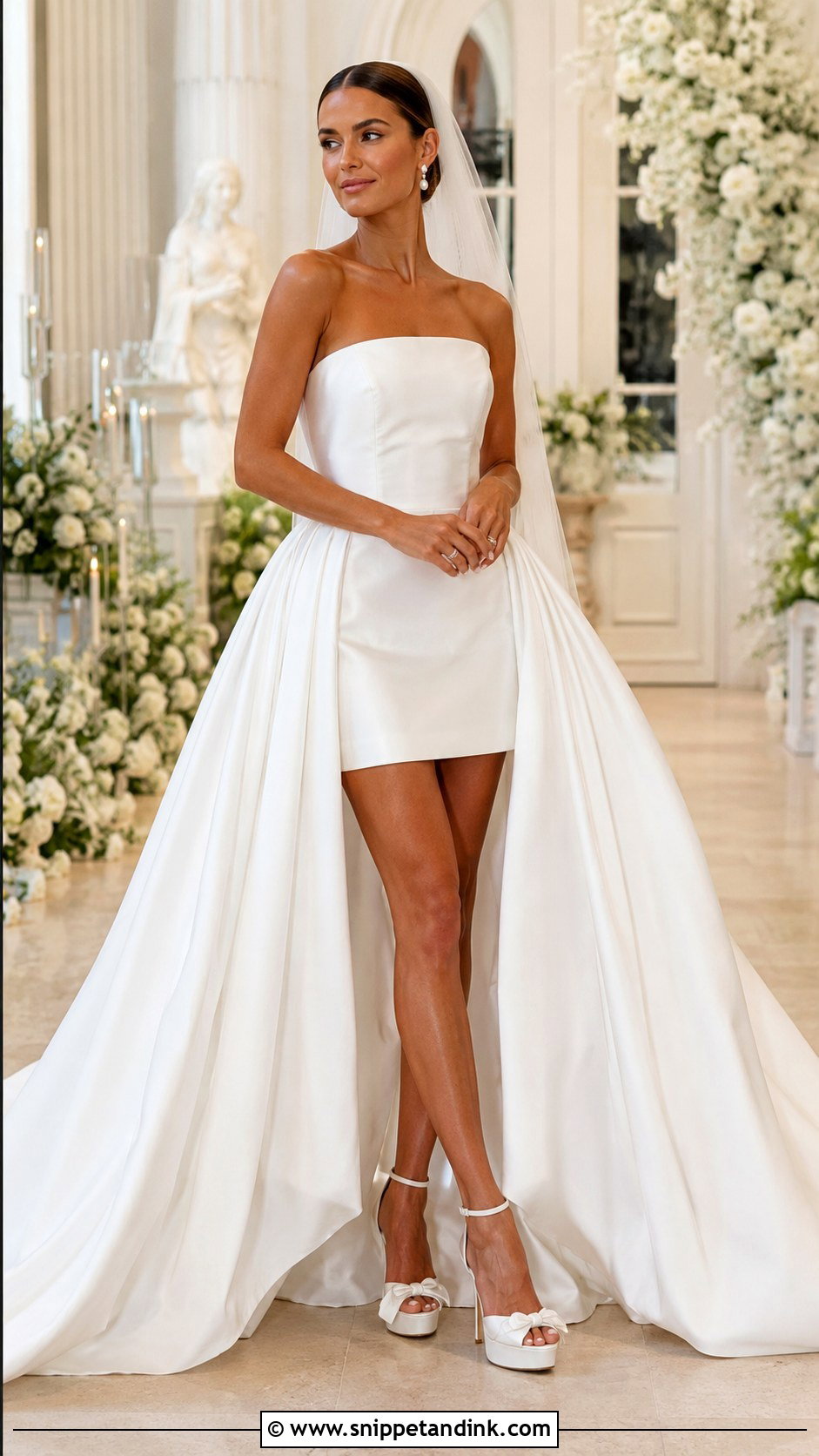 Mini Wedding Dress With Detachable Cathedral Skirt - Snippet and Ink - 25 Two in One Wedding Dress Ideas