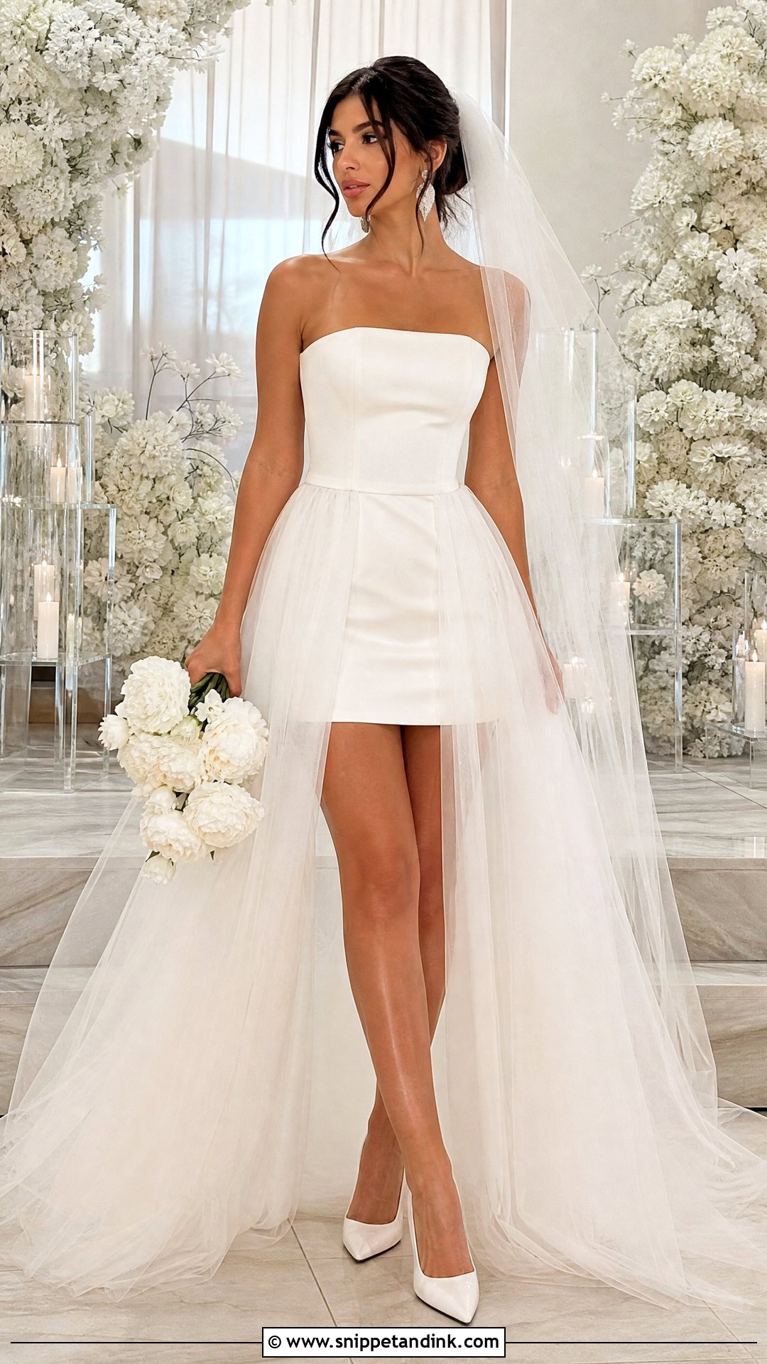 Mini Wedding Dress With Detachable Overskirt - Snippet and Ink - 20 Skirt Wedding Dress Ideas