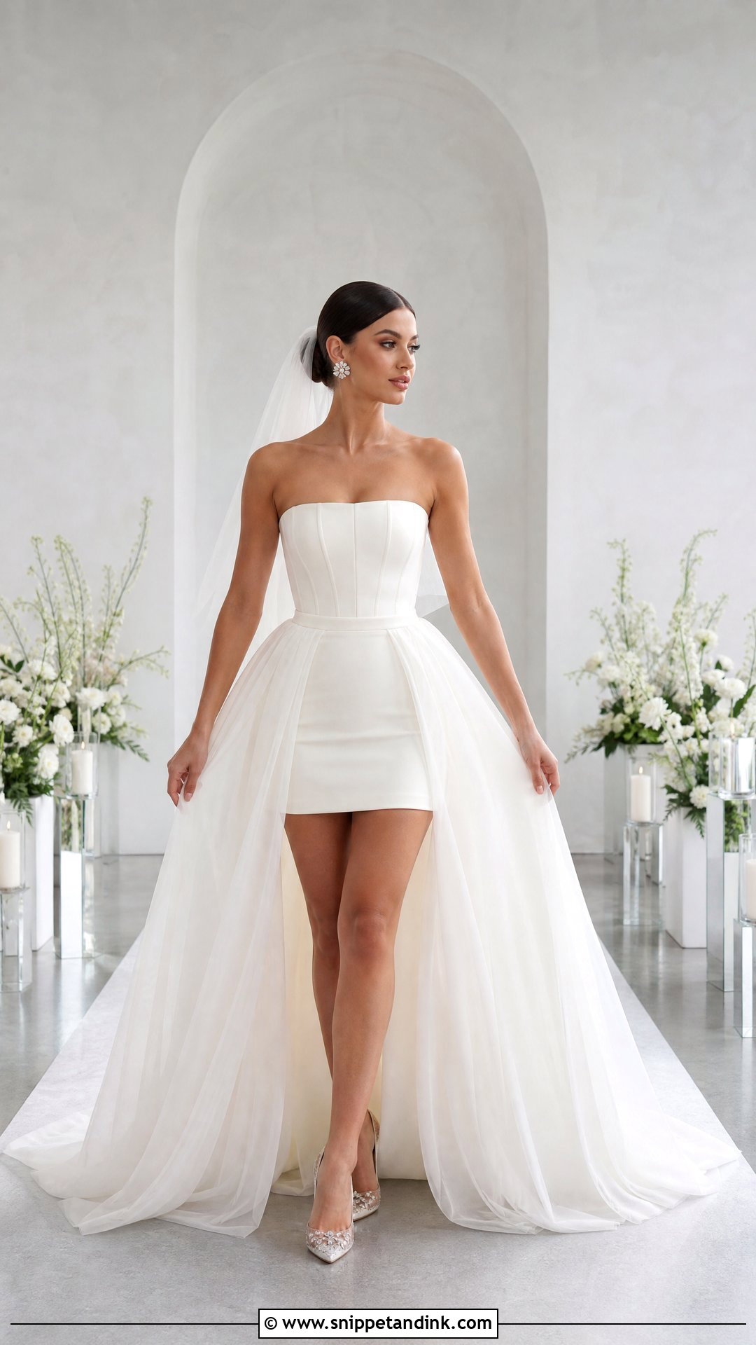 Mini Wedding Dress With Detachable Overskirt - Snippet and Ink - 20 Wedding Dress Length Ideas