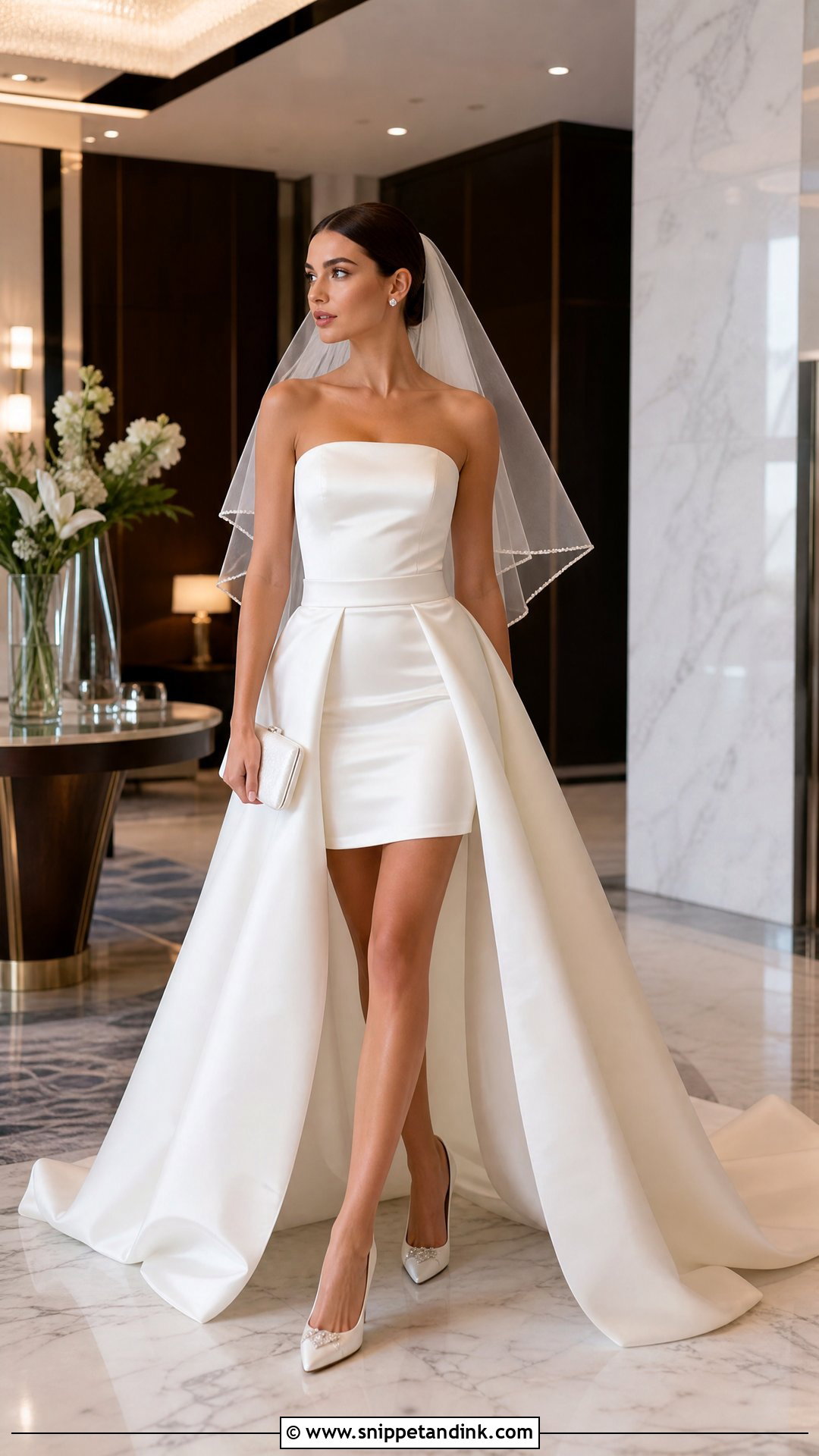 Mini Wedding Dress With Detachable Overskirt - Snippet and Ink - 20 Short Minimalist Wedding Dresses