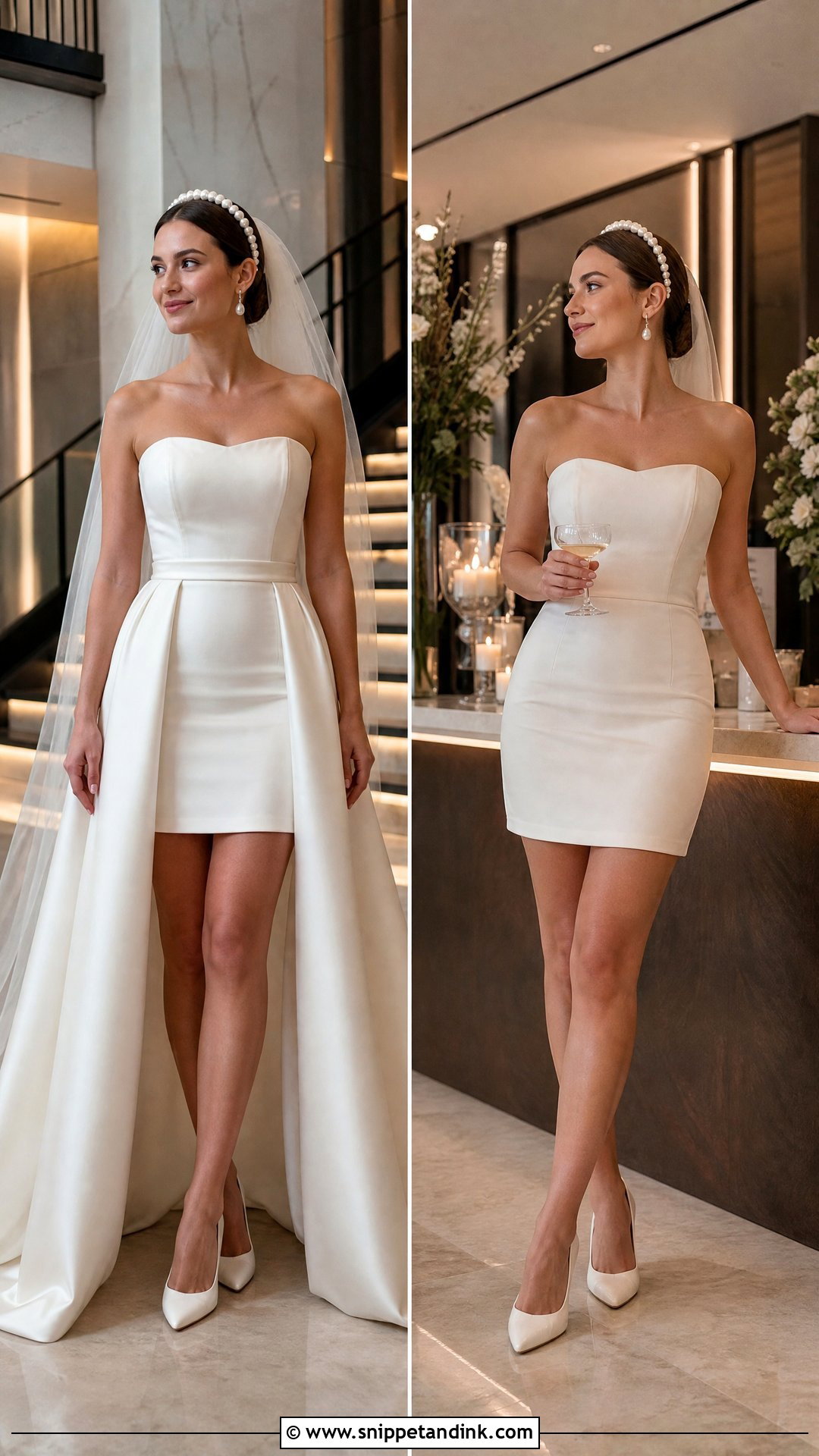 Mini Wedding Dress With Long Overskirt - Snippet and Ink - 20 Two in One Convertible Wedding Dress Ideas